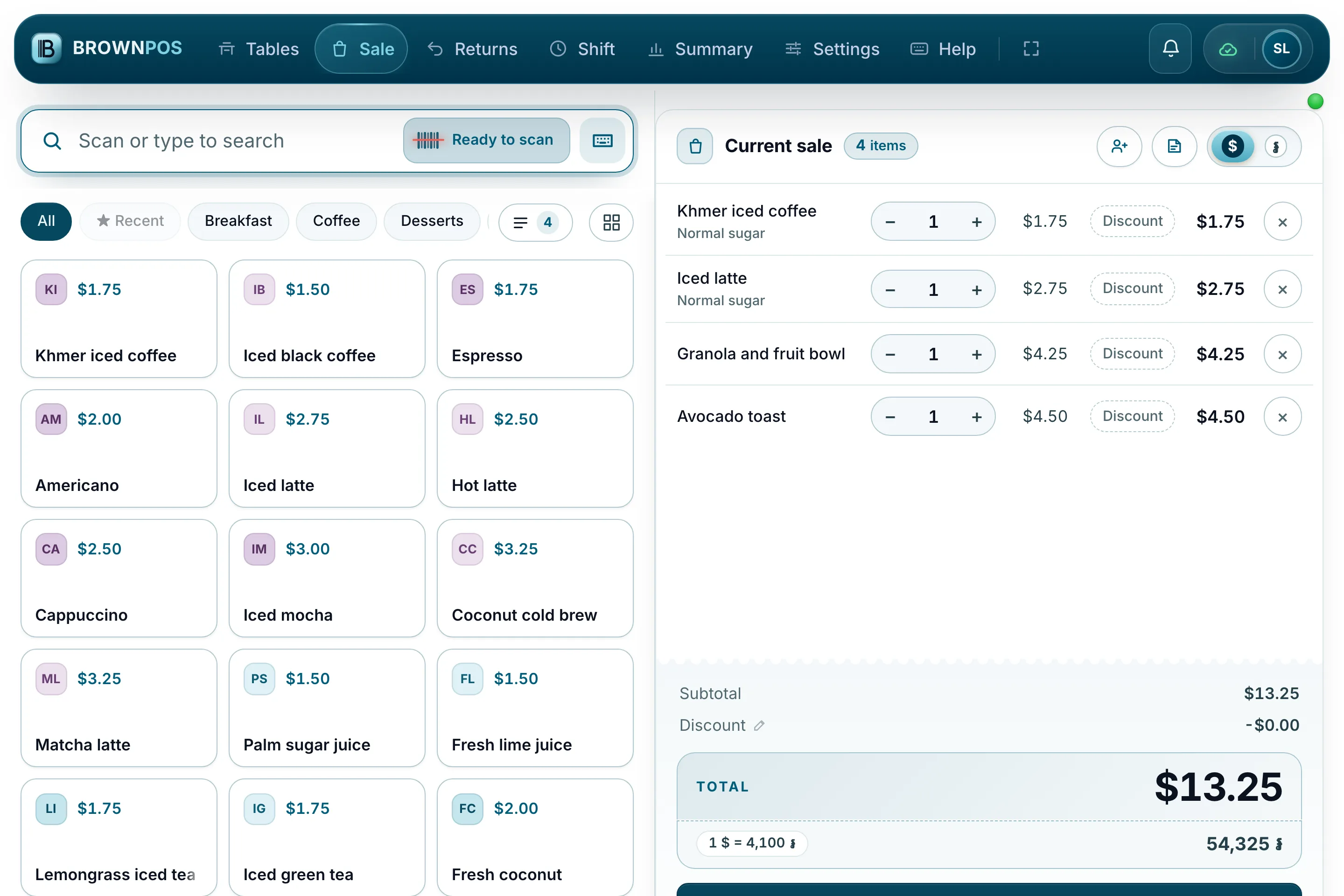 Cambodia POS System — The same till with extra large text